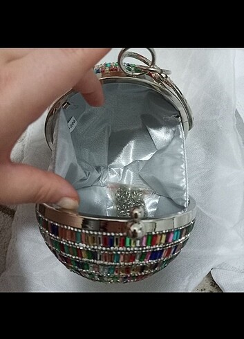 Renkli disco topu taşlı çanta - Görsel 2