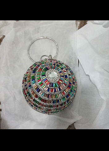Renkli disco topu taşlı çanta - Görsel 4