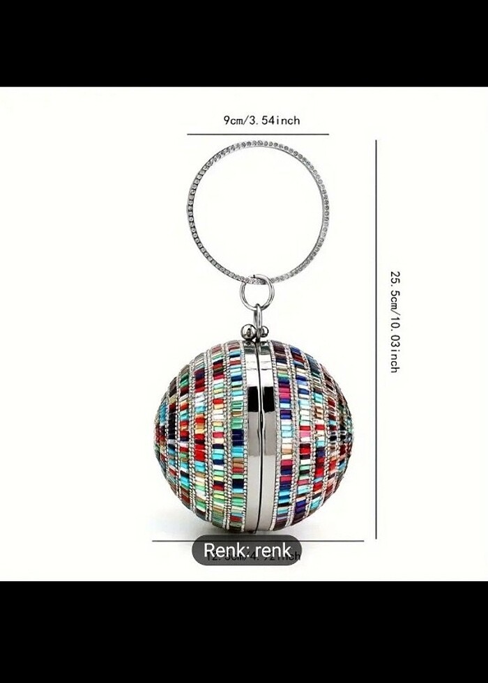 Renkli disco topu taşlı çanta - Görsel 3