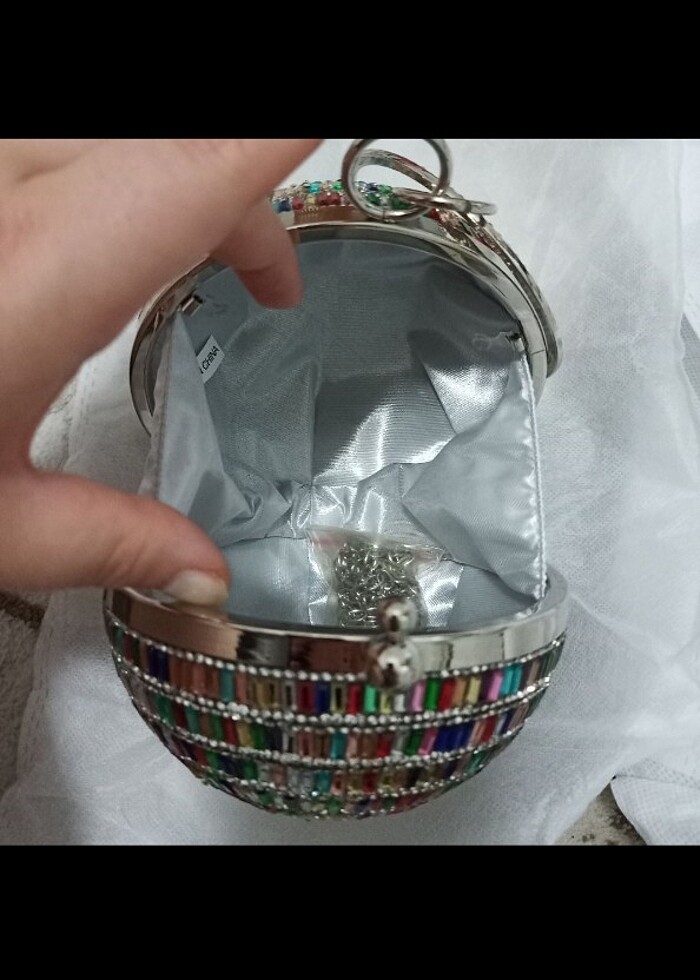 Renkli disco topu taşlı çanta - Görsel 2