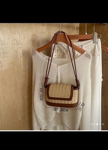 Zara muadil Küçük kahverengi hasır çanta  - Görsel 3