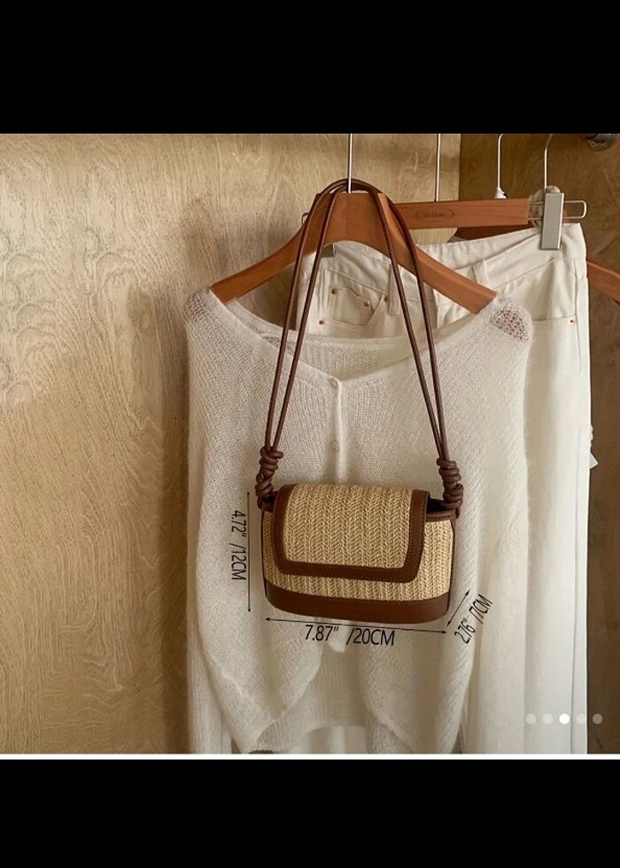 Zara muadil Küçük kahverengi hasır çanta  - Görsel 3