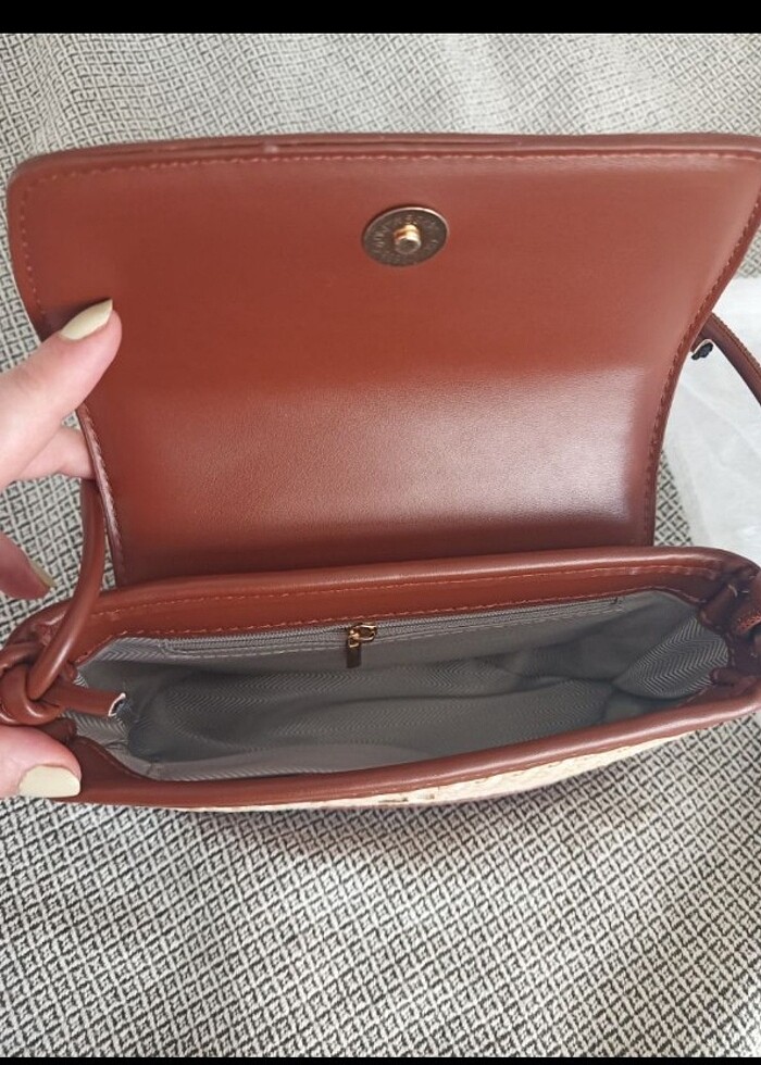 Zara muadil Küçük kahverengi hasır çanta  - Görsel 5