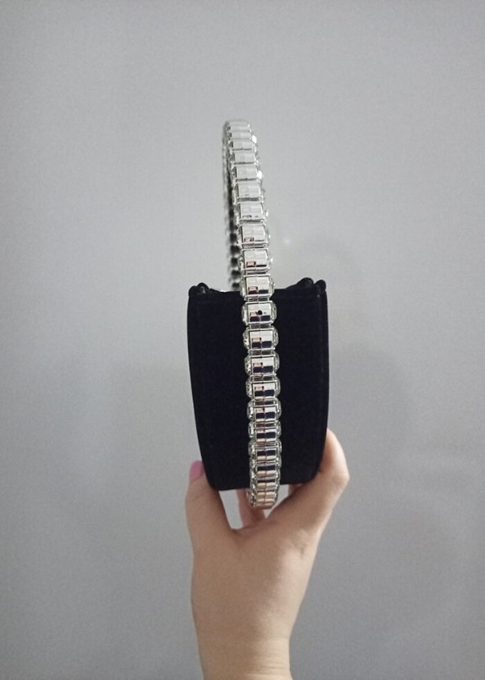 Siyah süet abiye çanta - Görsel 3