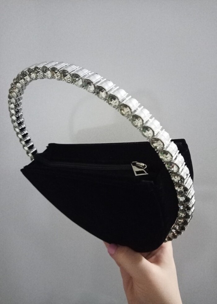 Siyah süet abiye çanta - Görsel 4