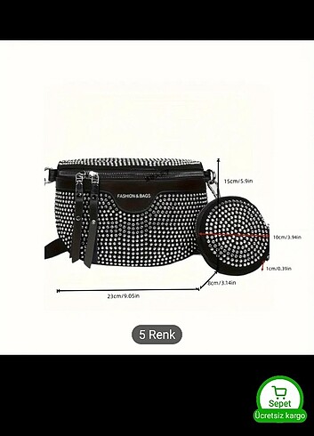 Siyah taşlı bel göğüs çantası  - Görsel 3
