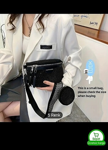 Siyah taşlı bel göğüs çantası  - Görsel 2