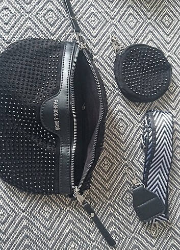 Siyah taşlı bel göğüs çantası  - Görsel 7