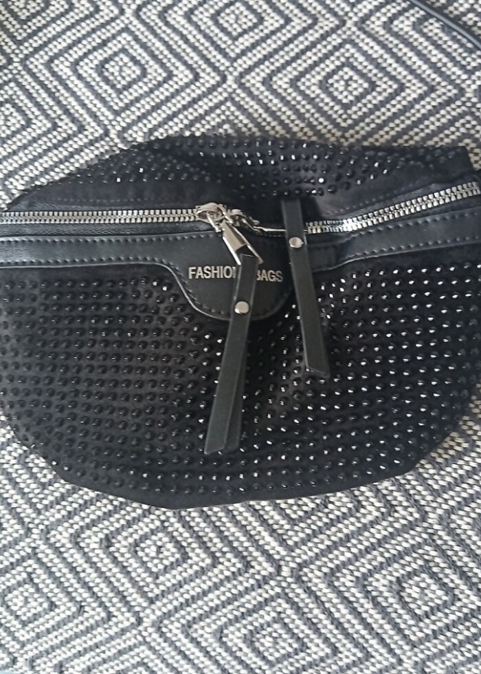 Siyah taşlı bel göğüs çantası  - Görsel 5