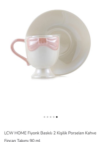 Lc Waikiki Home LCW HOME Porselen 2 Kişilik Pembe Fiyonk Kahve Fincan Seti