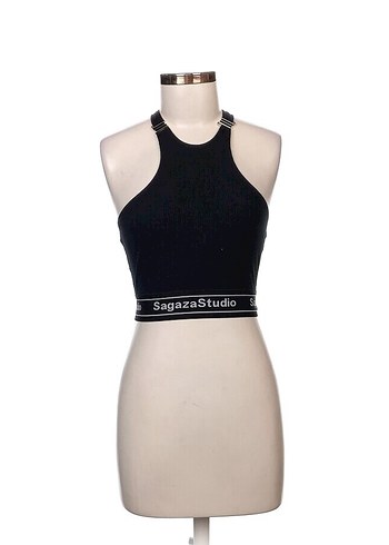 SagazaStudio Siyah Strappy Crop Top