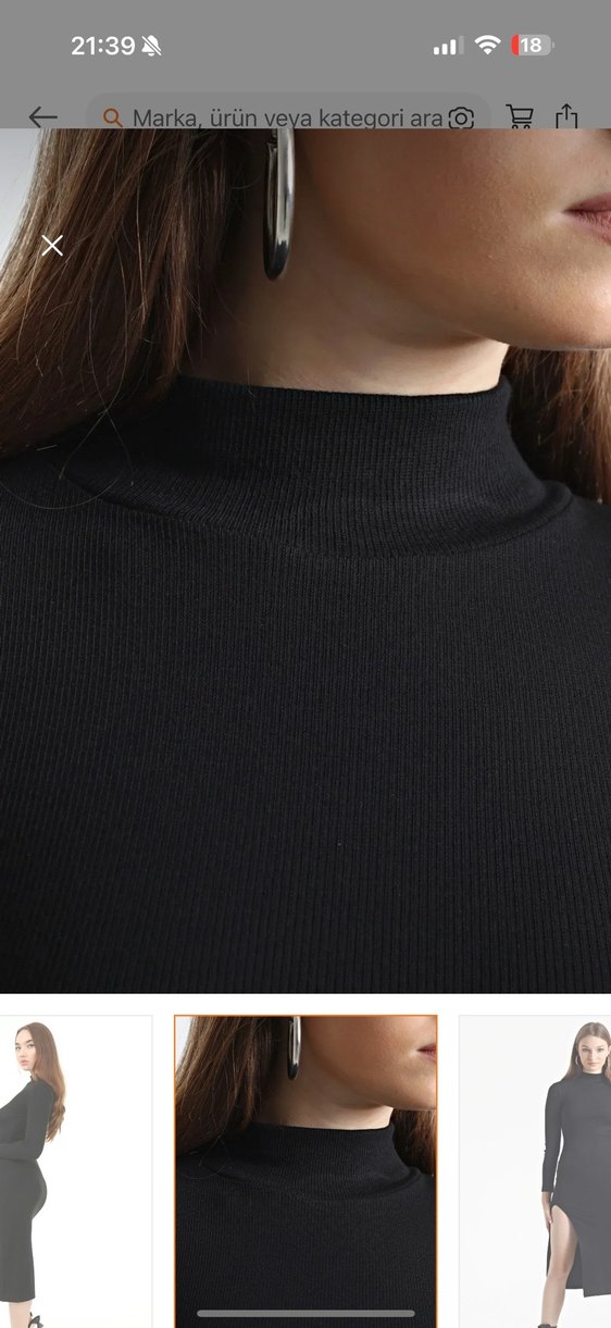 Siyah Uzun yırtmaç detaylı Elbise - Görsel 3