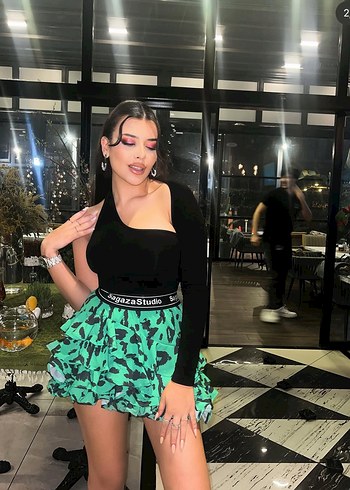 Sagaza leopar asimetrik fırfır etek - Görsel 2