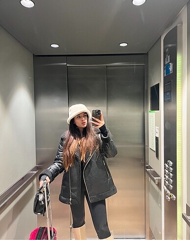Stradivarius içi kürklü biker ceket