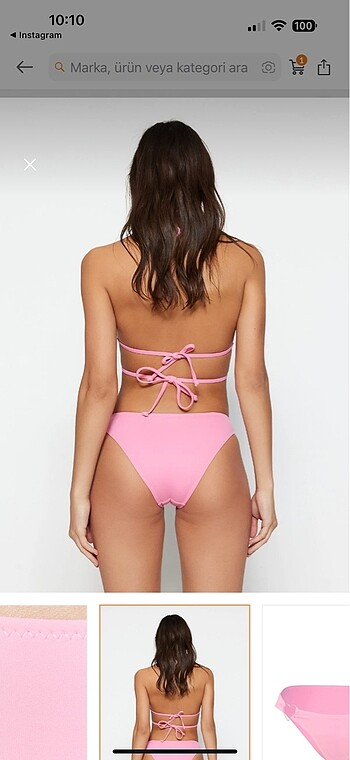 Trendyol & Milla Kalp detaylı pembe bikini takımı
