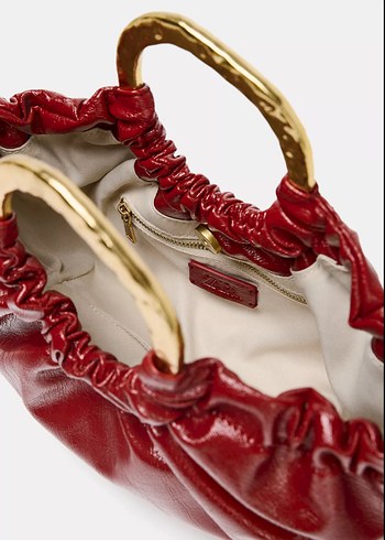 Parlak Kırmızı Deri Kadın Çanta - Görsel 4