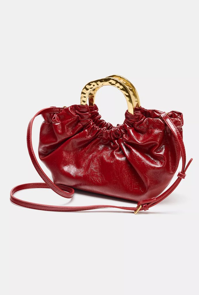 Parlak Kırmızı Deri Kadın Çanta - Görsel 5