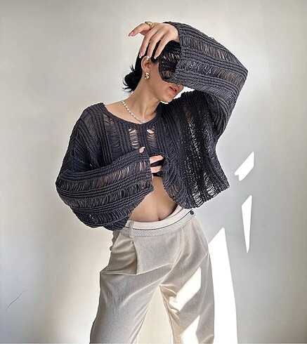 Diğer Ajur triko crop pareo