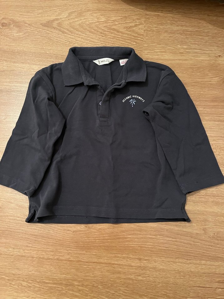 Erkek Çocuk Koyu Gri Uzun Kollu Polo Tişört - Görsel 3