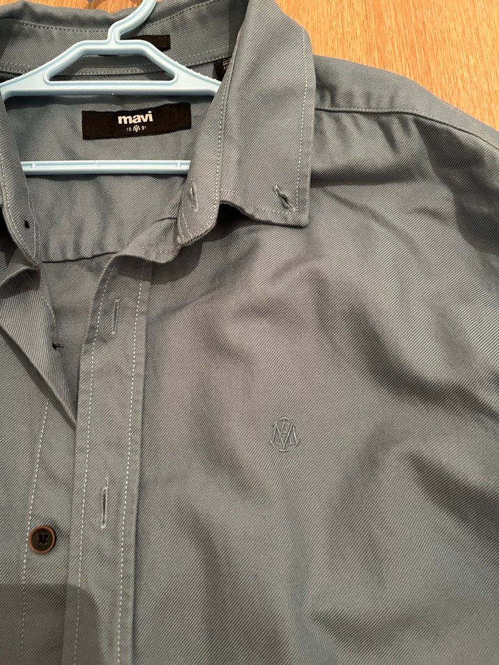 Gri Keten Erkek Gömlek Uzun Kollu - Görsel 4