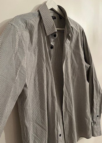 Gri Düğmeli Erkek Keten Gömlek - Görsel 2