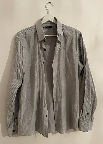 Gri Düğmeli Erkek Keten Gömlek - Görsel 4