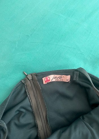Diğer Koyu Yeşil Simli Uzun Abiye Elbise
