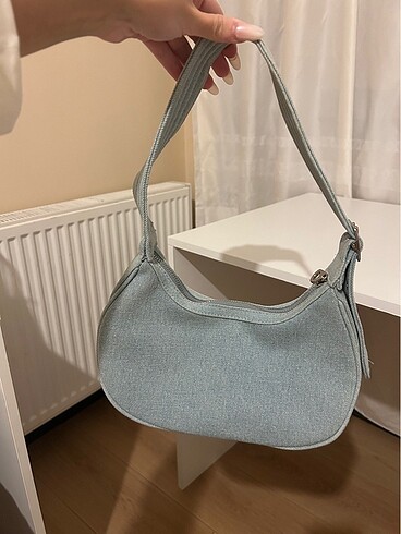 Beden Pull&bear mavi eskitme kot omuz çantası