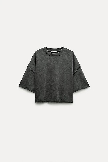 l Beden gri Renk Zara pamuklı sweatshirt