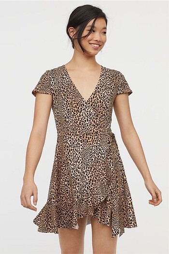 s Beden camel Renk H&M leopar elbise