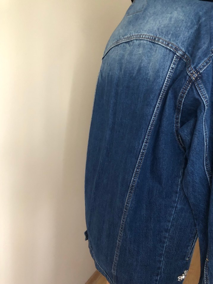 Payet İşlemeli Mavi Kadın Kot Ceket - Görsel 2