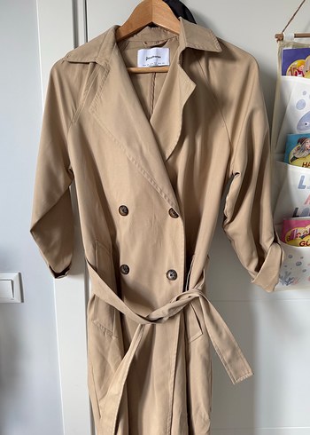 Bej Midi Kadın Trençkot Stradivarius