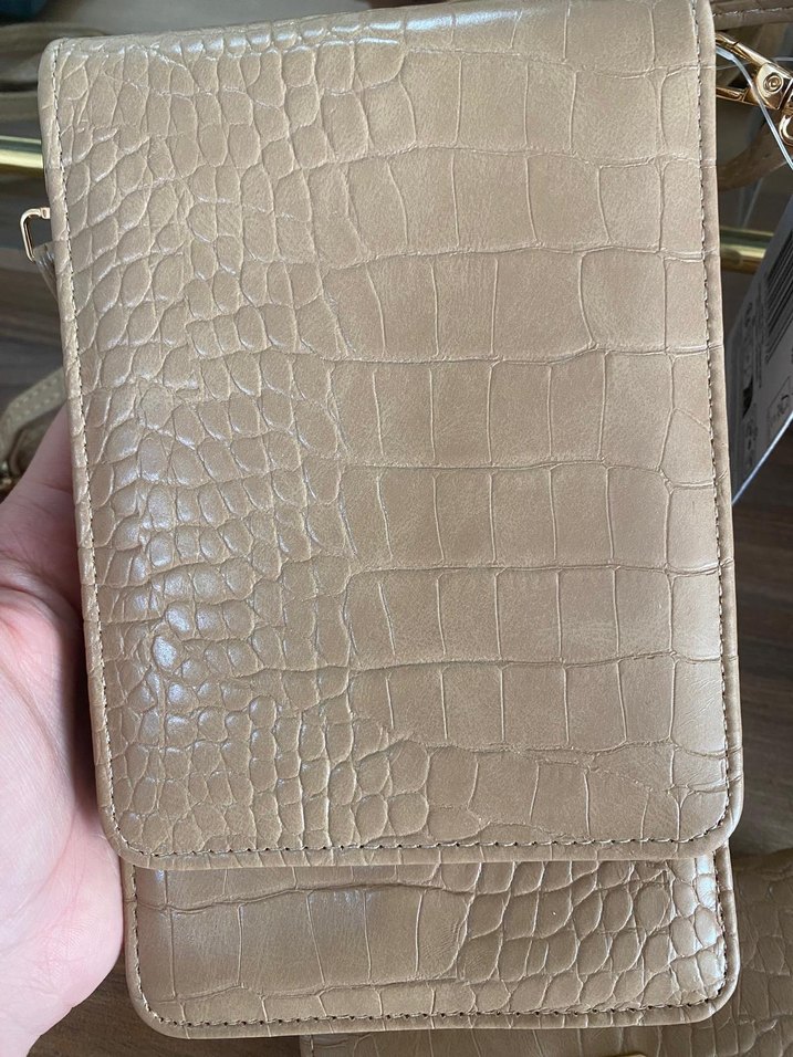 Bej desenli çanta  cüzdan  seti . - Görsel 2