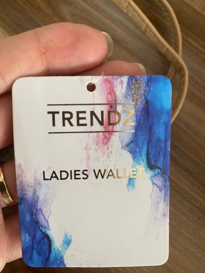 Bej desenli çanta  cüzdan  seti . - Görsel 5