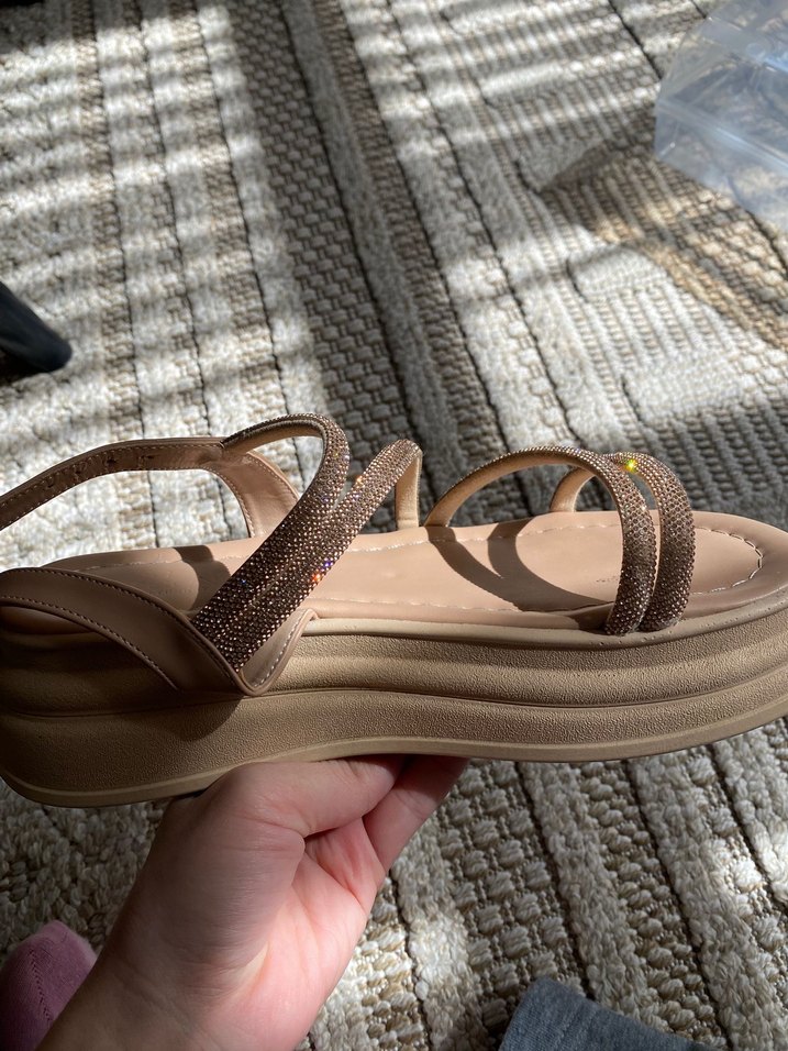 Bej   Dolgu Topuklu Kadın Sandalet - Görsel 4