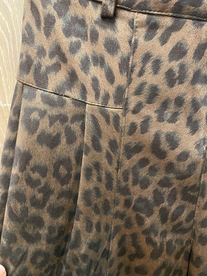 Kahverengi Leopar Desenli Midi Pantolon - Görsel 2