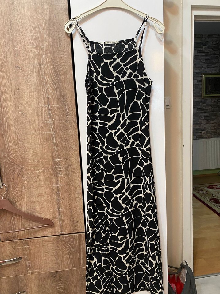 Zebra Desenli Kısa Askılı Kadın elbise - Görsel 2