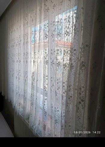 İşlemeli Beyaz Tül Perde - Görsel 2