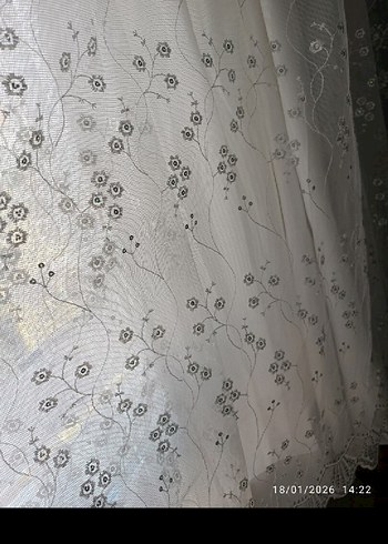 İşlemeli Beyaz Tül Perde - Görsel 3