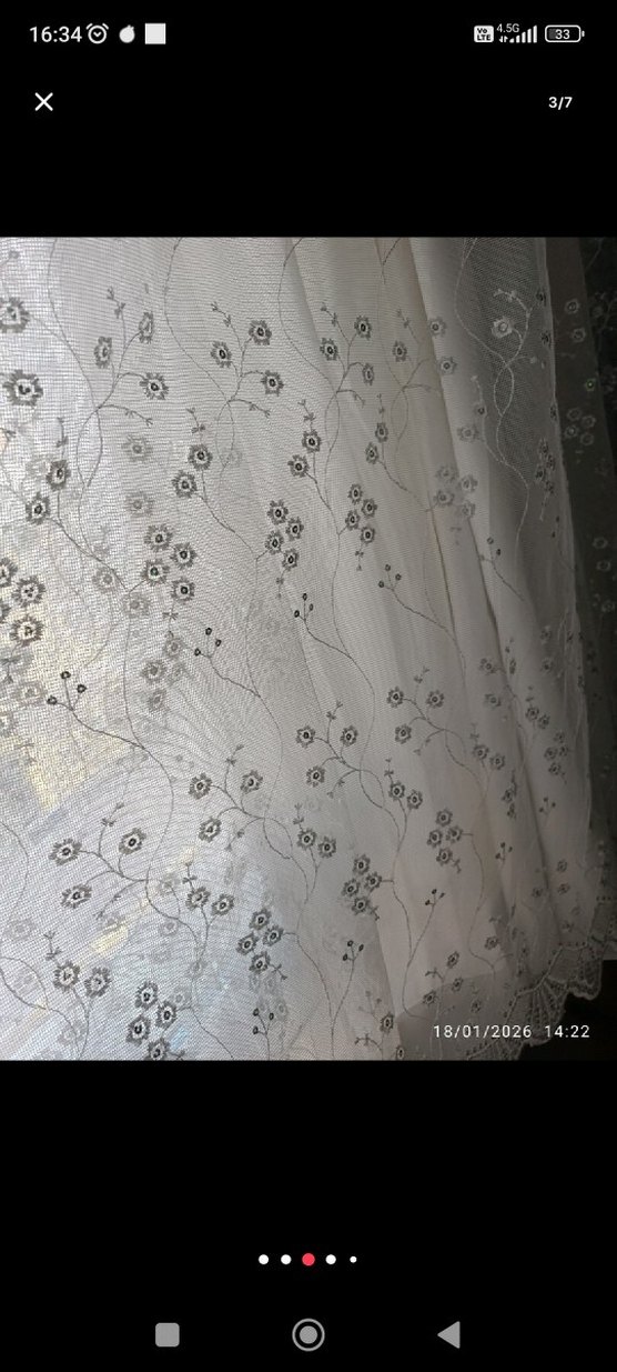 İşlemeli Beyaz Tül Perde - Görsel 3