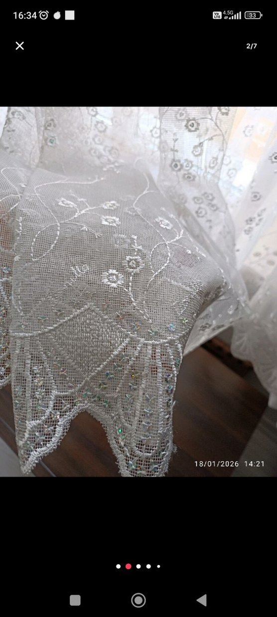 İşlemeli Beyaz Tül Perde - Görsel 5