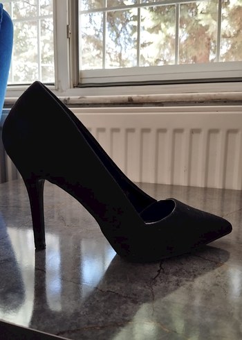 Siyah süet Stiletto Topuklu Kadın Ayakkabı