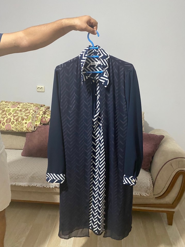 Lacivert Uzun Kadın Kapalı Tunik - Görsel 2