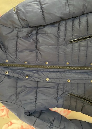 Düğmeli Lacivert Kadın Kışlık Mont - Görsel 4