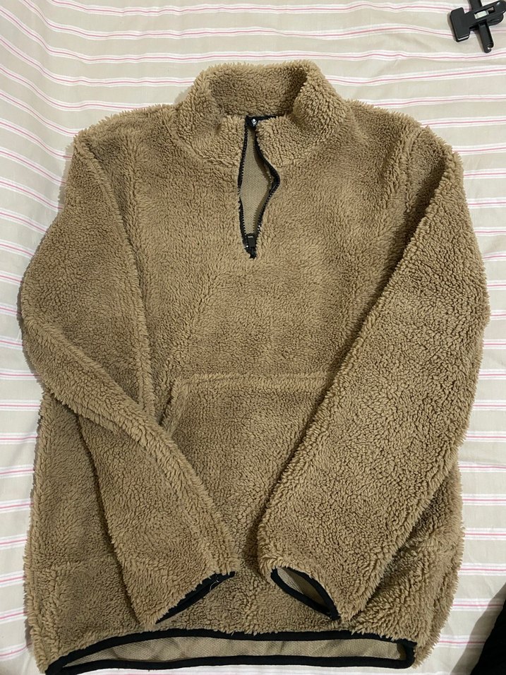 Kahverengi Kapüşonlu Peluş Sweatshirt - Görsel 2