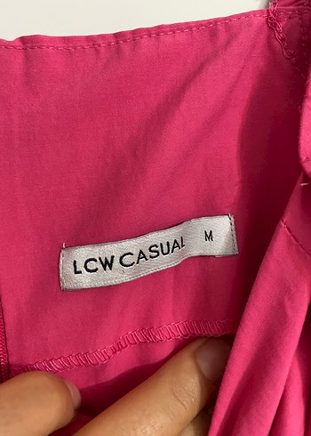 Pembe Midi Elbise, Fırfırlı, V Yaka - Görsel 4