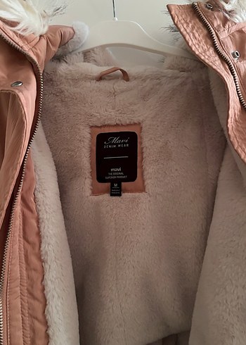 Peluş Kapüşonlu Bej Kadın Kışlık Ceket - Görsel 2