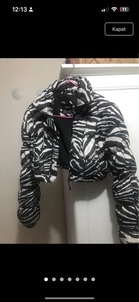 Kadın Zebra Desenli Kısa Kot Ceket - Görsel 2