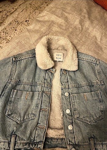 Kadın Gri Suni Kürk Detaylı Denim Ceket - Görsel 2