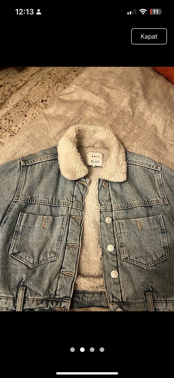 Kadın Gri Suni Kürk Detaylı Denim Ceket - Görsel 2